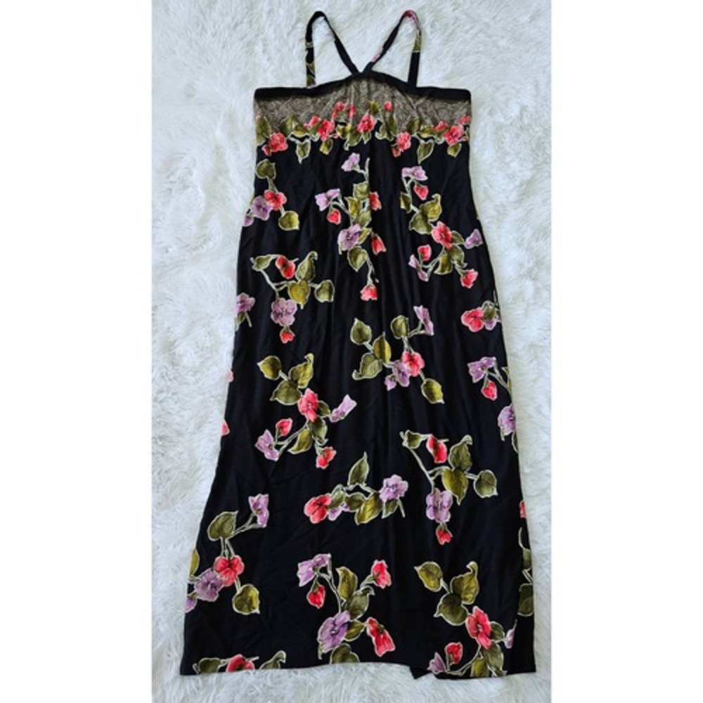 Dressbarn Tropical Floral Maxi Dress Crisscross Straps Sz 12 Beachy Vacation